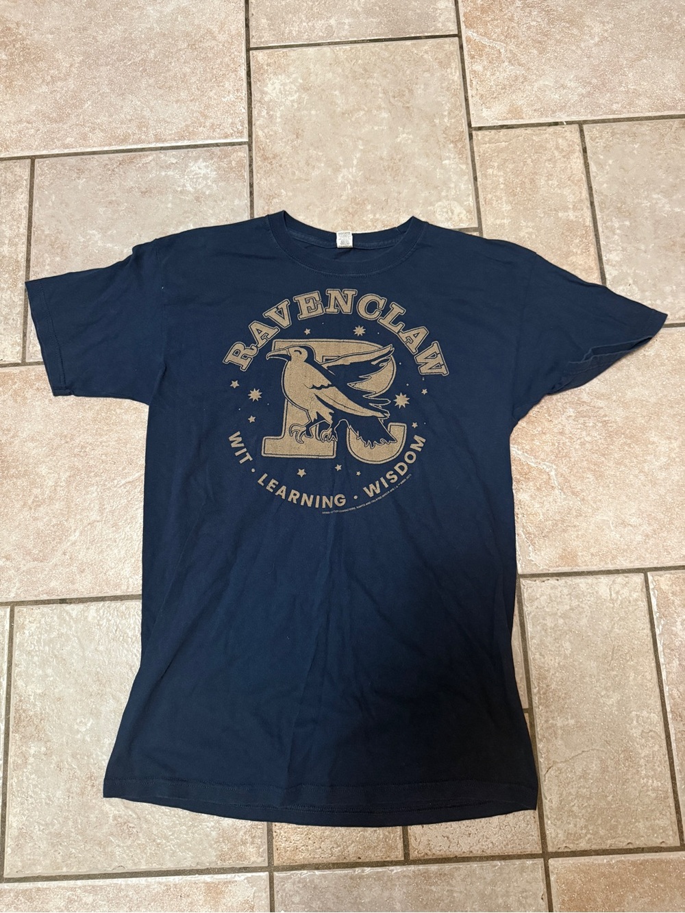 Ravenclaw Navy Graphic Tee - Wit, Learning, Wisdom. Womens size medium.